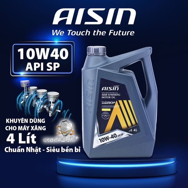Dầu Nhớt Bán Tổng Hợp AISIN Econtech+ SP 10W40 4 Lít ESSNP1044P - Nhập Khẩu Chính Hãng