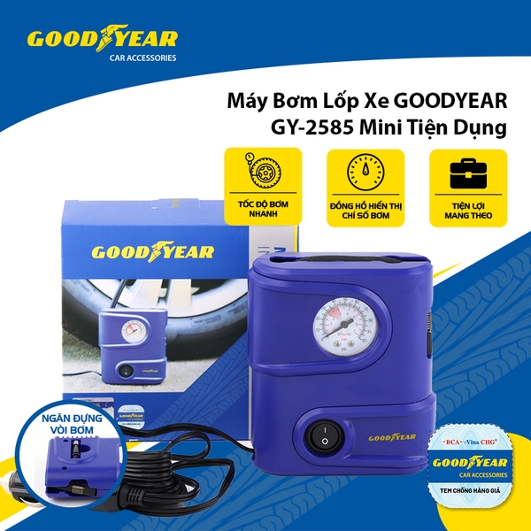 Máy Bơm Lốp Xe GOODYEAR GY-2585 Mini Tiện Dụng - Nhập Khẩu Chính Hãng