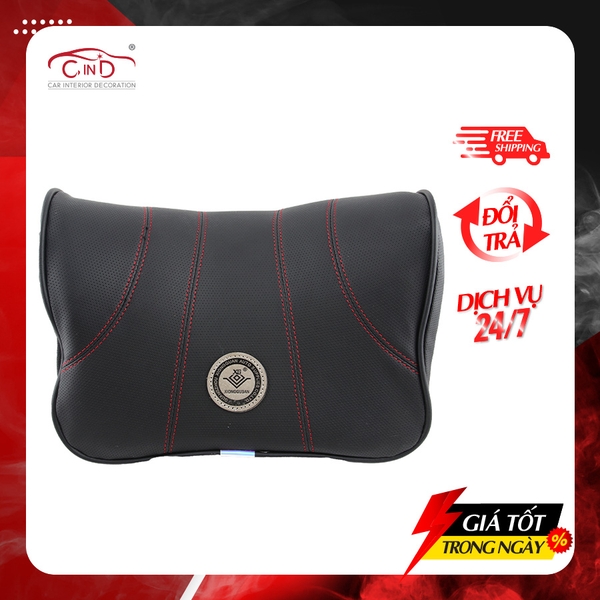 Gối Tựa Đầu Cao Su Non Bọc Da CIND G003 Màu Đen Chỉ Đỏ - Nhập Khẩu Chính Hãng