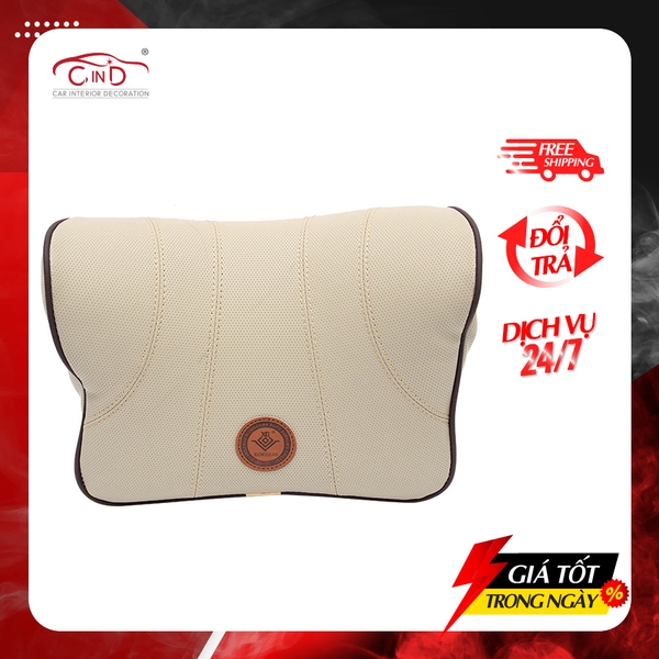 Gối Tựa Đầu Cao Su Non Bọc Da CIND G003 Màu Kem - Nhập Khẩu Chính Hãng