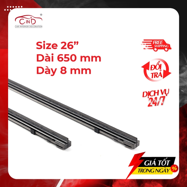 Combo 2 Lưỡi Gạt Mưa Loại A VIAIR R15 (26 Inch/650 mm) - Nhập Khẩu Chính Hãng