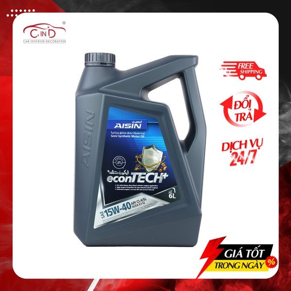 Nhớt Động Cơ AISIN ECSI1546P 15W-40 CI4 / SL Econtech+ Semi Synthetic 6L - Nhập Khẩu Chính Hãng