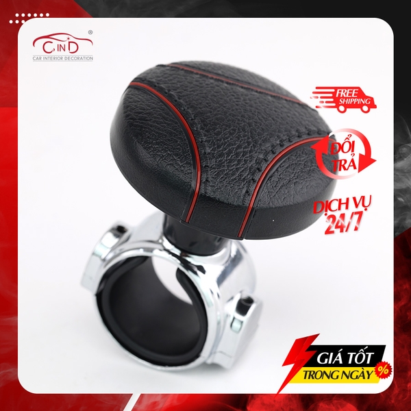 Tay Quay Trợ Lực Vô Lăng Ô Tô CIND JM-7613BR Màu Đen Chỉ Đỏ - Nhập Khẩu Chính Hãng