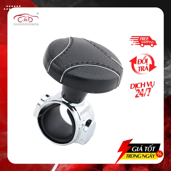 Tay Quay Trợ Lực Vô Lăng Ô Tô CIND JM-7613BS Màu Đen Chỉ Bạc - Nhập Khẩu Chính Hãng