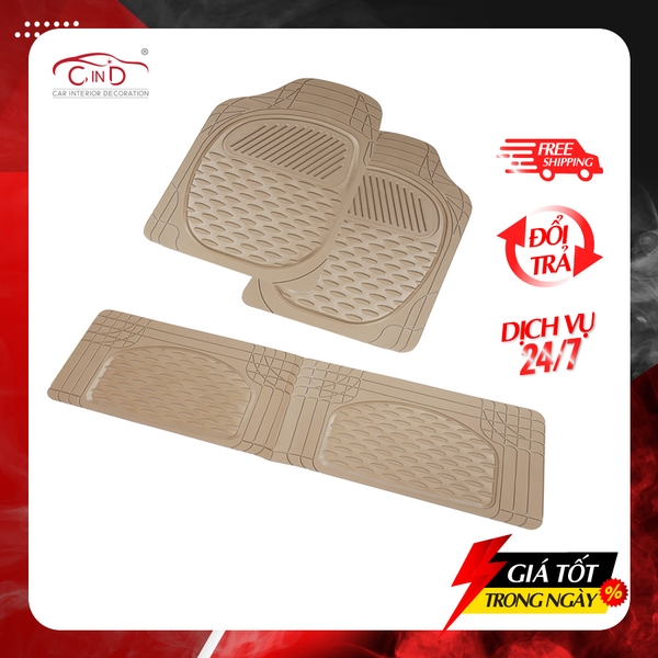 Bộ Thảm Lót Sàn Ô Tô PACKY PODA 6201-6207 Màu Kem 4 Chỗ - Nhập Khẩu Chính Hãng