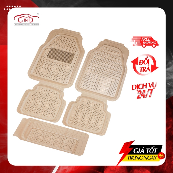 Bộ Thảm Lót Sàn Ô Tô PACKY PODA 6975 Màu Kem 4 Chỗ - Nhập Khẩu Chính Hãng