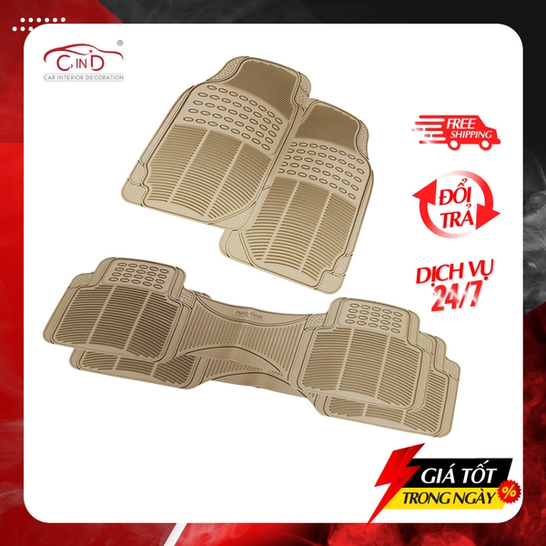 Bộ Thảm Lót Sàn Ô Tô PACKY PODA 7901-7907 Màu Kem 7 Chỗ - Nhập Khẩu Chính Hãng