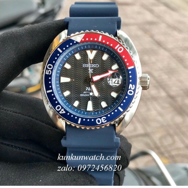 Đồng Hồ Nam Seiko Prospex Diver Mini Turtles Automatic Dây Xanh Niềng Xanh  Đỏ 42mm KUNKUN WATCH