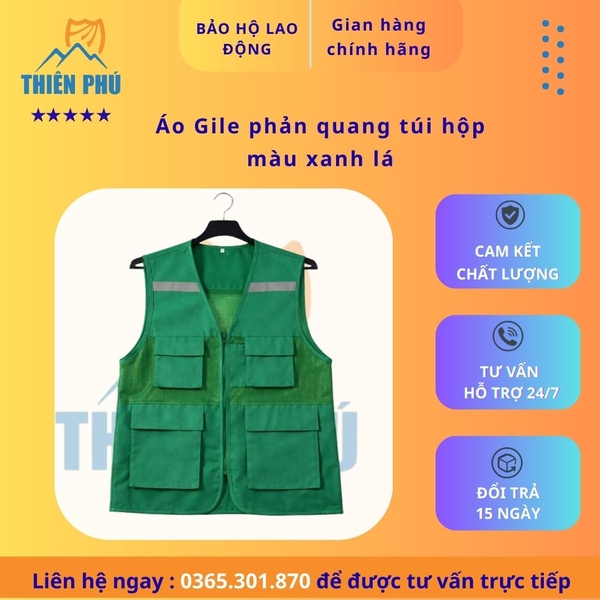 ao-gile-phan-quang-tui-hop-mau-xanh-la