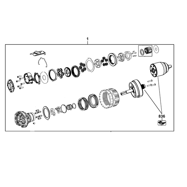 Bộ truyền động bánh răng dùng cho máy khoan pin Dewalt DCD796 - No.1 N438603