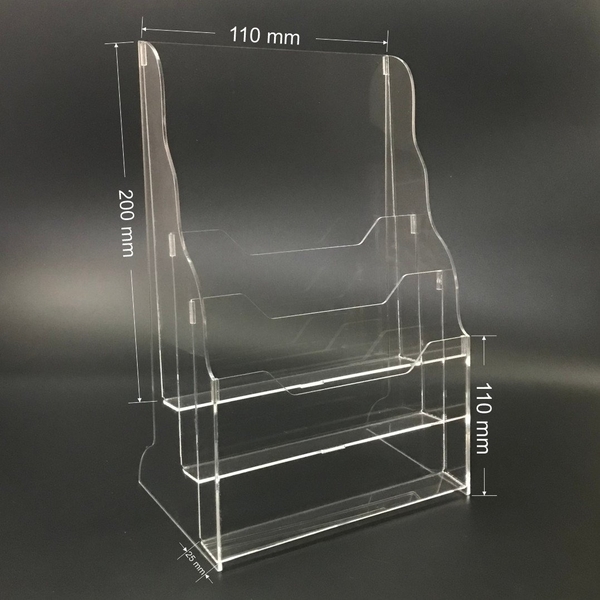 Kệ mica nhiều giấy 3 ngăn Enter C09-3 100x210mm 1/3A4 đứng 3mm, Khay đựng giấy, Hộc đựng tờ rơi