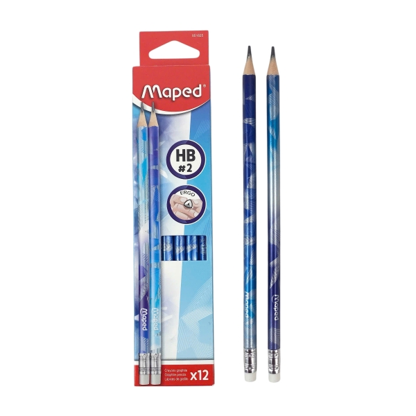 Bút chì gỗ Maped 851825 có gôm HB, Viết chì đen, Văn phòng phẩm (12/144)