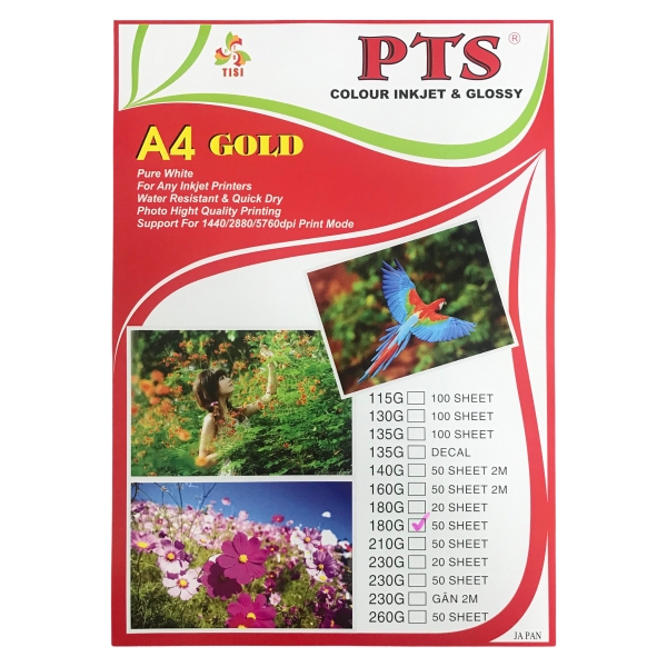 Giấy in ảnh 1 mặt bóng PTS 210x297mm A4