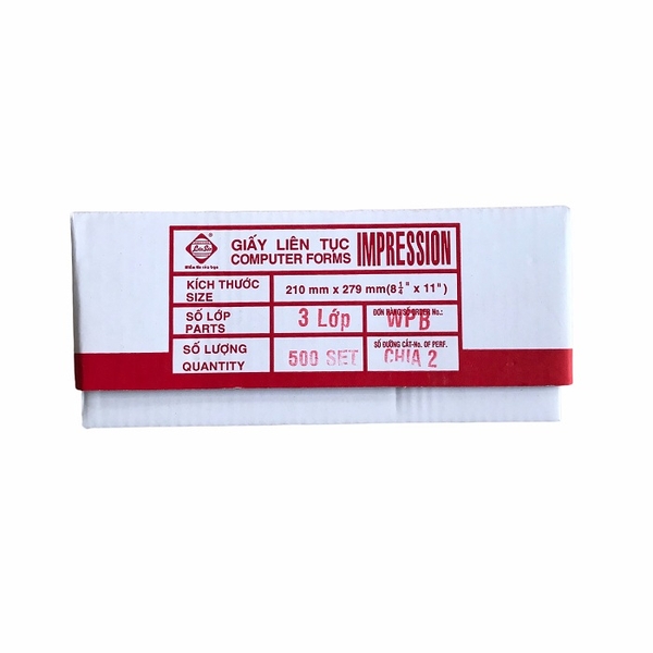 Giấy in liên tục LS K210x279mm 3 liên chia 2 A4