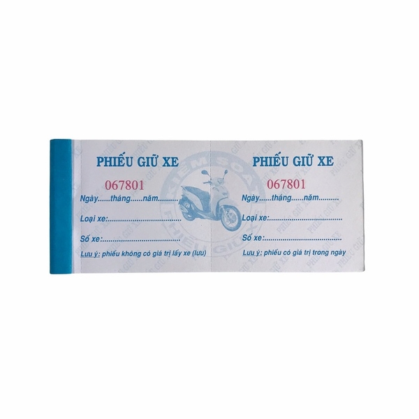 Phiếu giữ xe NY có số (20/100)