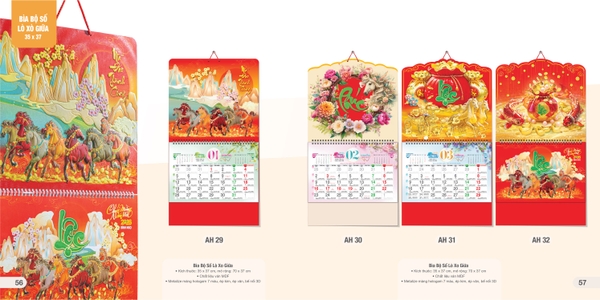 Lịch bộ số lò xo giữa AH AH29-AH36 35x37cm 2026