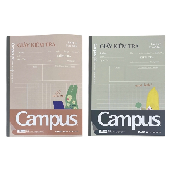 Tập kiểm tra Campus Land Of Too-shy TPN-A5D30LTS-01/ TPN-A5D30LTS-02 70gsm 4 ly ngang 30 tờ (10/100)