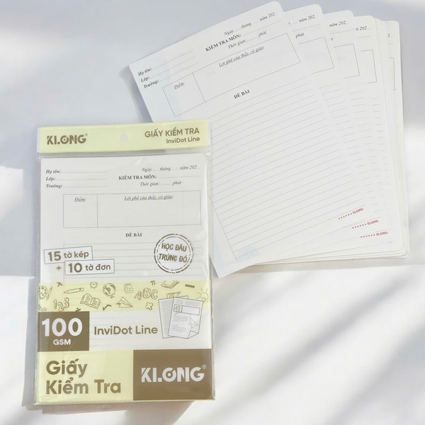 Giấy kiểm tra KLong 100gsm ngang 15 tờ kép + 10 tờ đơn (10/100)