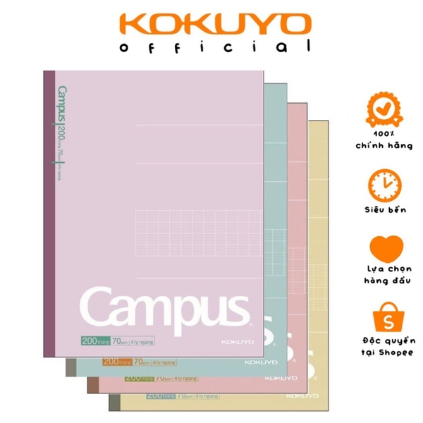 Tập Campus Kusumi 1 200 trang 70gsm 4 ly ngang (5/90)