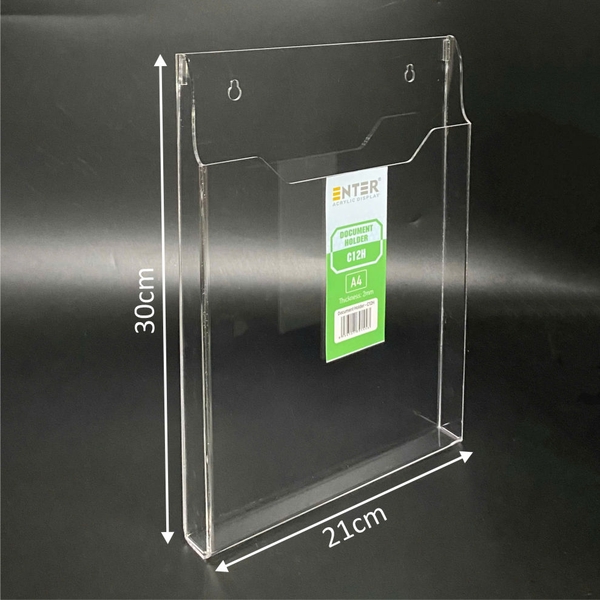 Kệ mica nhiều giấy treo tường Enter C12H 21x30cm A4 đứng, hông 25mm, có hậu mica