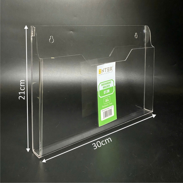 Kệ mica nhiều giấy treo tường Enter C13H 30x21cm A4 ngang, hông 25mm, có hậu mica
