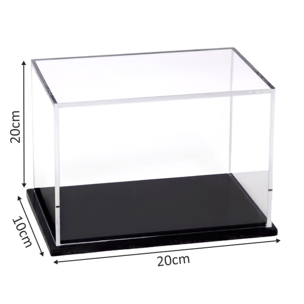 Hộp mica Enter BOX106 10x20x20cm mica dày 2mm, đế đen 5mmx2 chữ nhật nằm, Hộp trưng bày mô hình, Hộp mica trong chống bụi