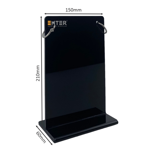 Kệ mica để bàn có khoen bật treo Enter E45 150x210mm A5, Kệ menu nhà hàng khoen lật quảng cáo, Standee mica để bàn, Bảng quét mã QR Code