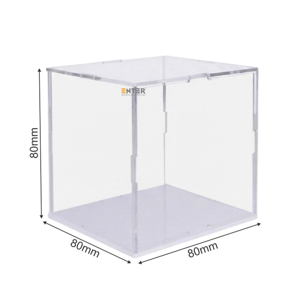 Hộp mica Enter BOX301 80x80x80mm dày 2mm đế 3mm, lắp ráp, Hộp trưng bày mô hình, Hộp mica trong chống bụi