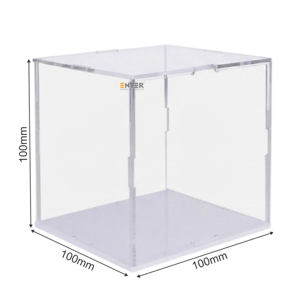 Hộp mica Enter BOX302 100x100x100mm dày 2mm đế 3mm, lắp ráp, Hộp trưng bày mô hình, Hộp mica trong chống bụi