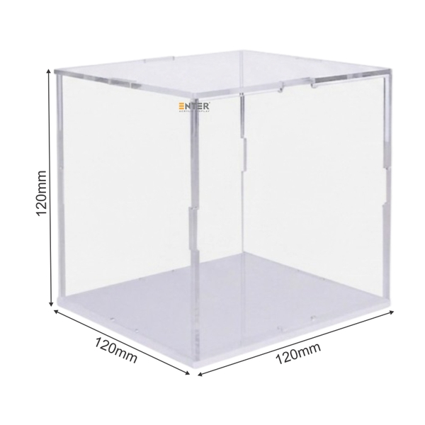Hộp mica Enter BOX303 120x120x120mm dày 2mm đế 3mm, lắp ráp, Hộp trưng bày mô hình, Hộp mica trong chống bụi