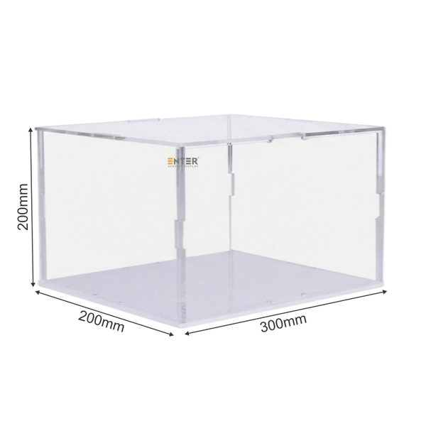 Hộp mica Enter BOX306 300x200x200mm dày 3mm đế 3mm, lắp ráp, Hộp trưng bày mô hình, Hộp mica trong chống bụi