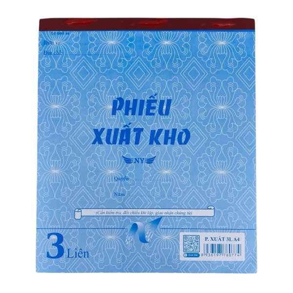 Phiếu xuất kho NY 20x25cm 3 liên 50 bộ không đế A4 (5/40)