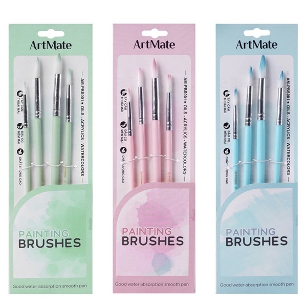 Cọ vẽ bộ Artmate AM-PBS001 4 cây đầu tròn thân nhựa (24)