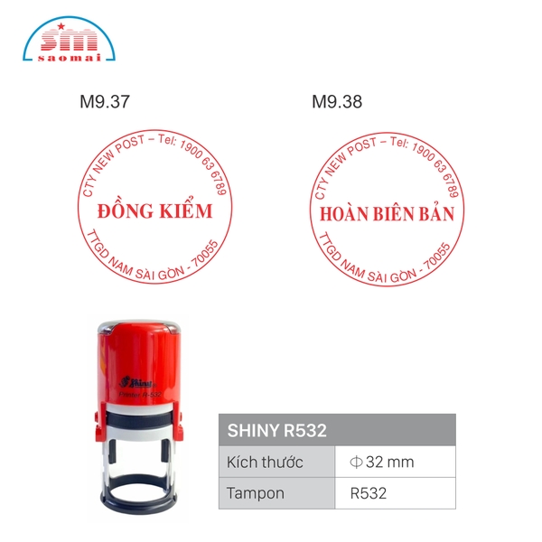 Dấu bưu điện Shiny R532 đỏ