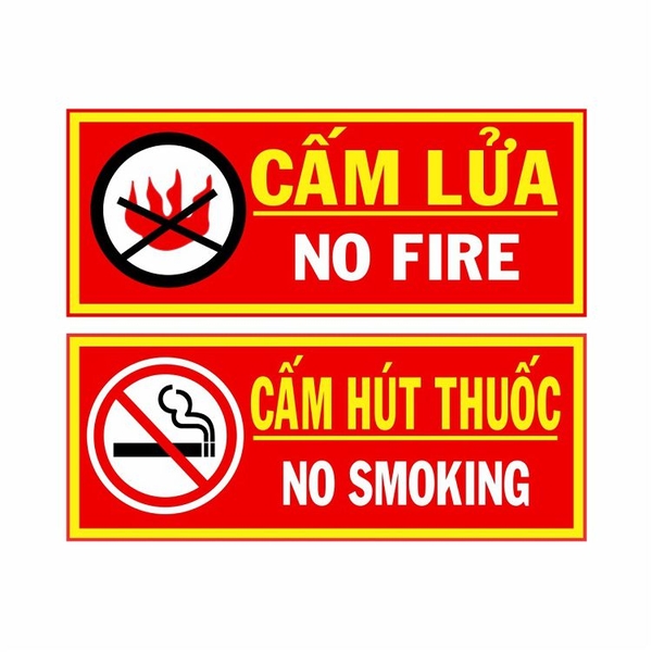 Bảng Cấm lửa, Cấm hút thuốc tôn 37x16cm