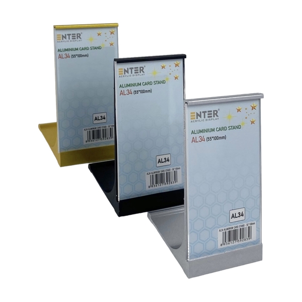 Bảng thông tin để bàn nhôm Enter AL34 55x100mm, Khung thông tin sản phẩm, Khung bảng giá, Kệ trưng bày để bàn