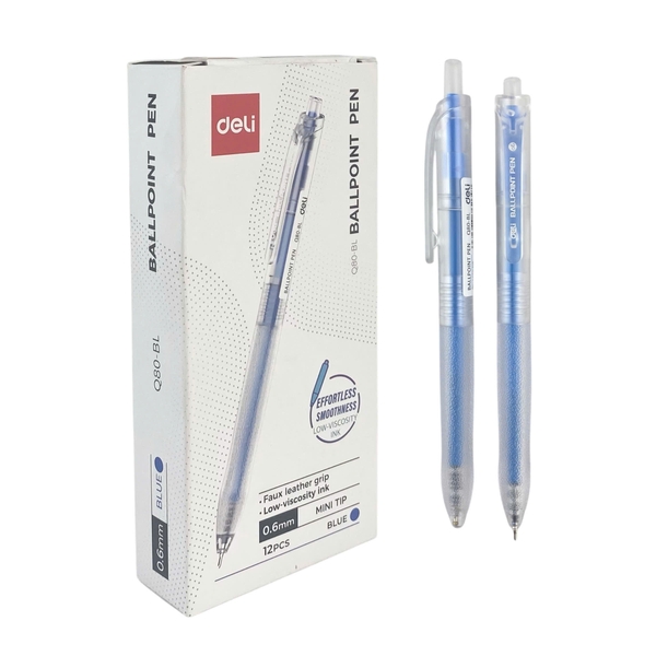 Bút bi Deli Q80-BL 0.6mm xanh dương, Bút bích (12)