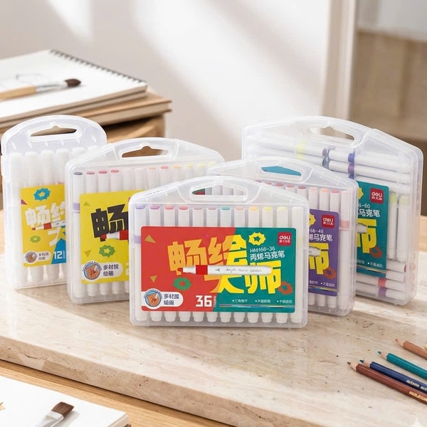 Bút lông màu Deli HM166 (12), Acrylic Marker, Văn phòng phẩm