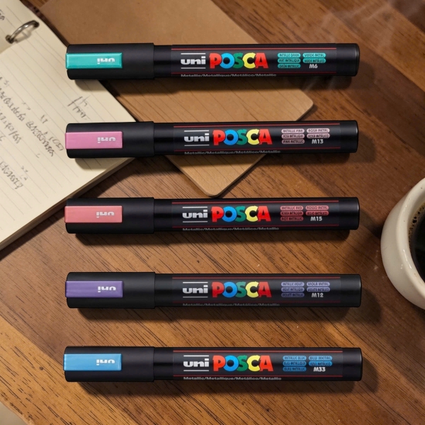 Bút sơn Uni PC-5M 8 1.8~2.5mm ánh kim (6), Bút acrylic Posca, Paint Marker.