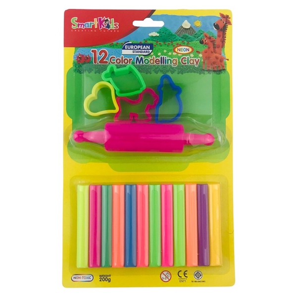 Đất nặn Smart Kids SK-BL12M5N 12 màu neon