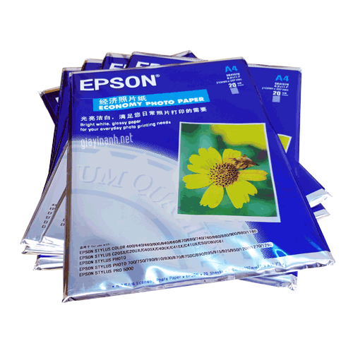 Giấy in ảnh 1 mặt bóng Epson 210x297mm 230gsm không chữ A4