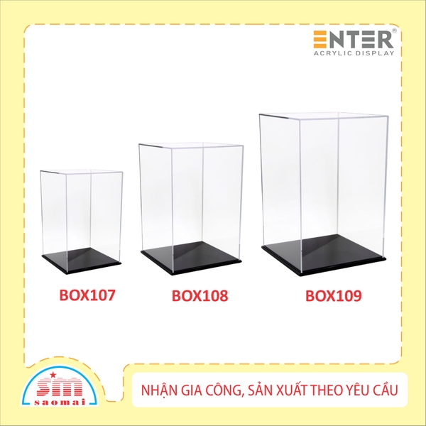 Hộp mica Enter BOX107 / BOX108 / BOX109 mica dày 2mm, đế đen 5mmx2 chữ nhật đứng