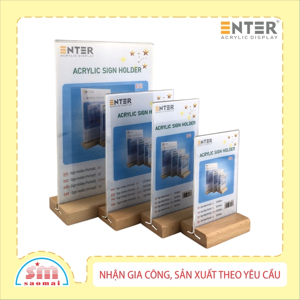 Kệ mica 2 mặt Enter E41 / E42 / E43 / E44 đế gỗ đứng