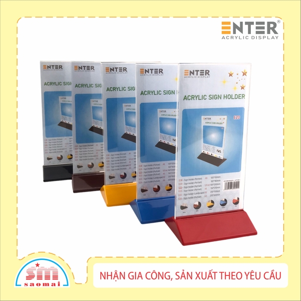 Kệ mica 2 mặt Enter E20 100x210mm đế màu