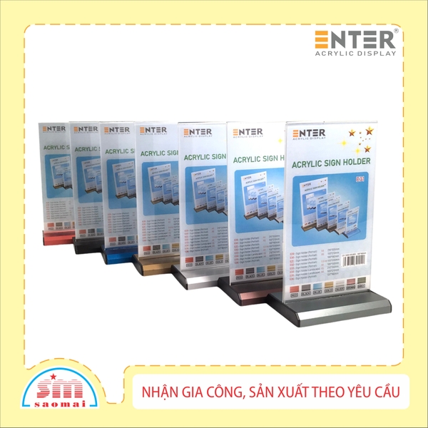 Kệ mica 2 mặt Enter E31 100x180mm đế nhôm