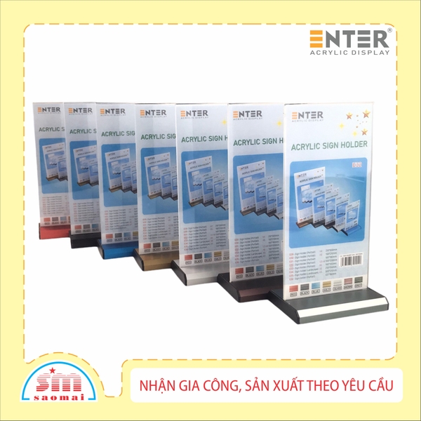 Kệ mica 2 mặt Enter E32 100x210mm đế nhôm 1/3 A4