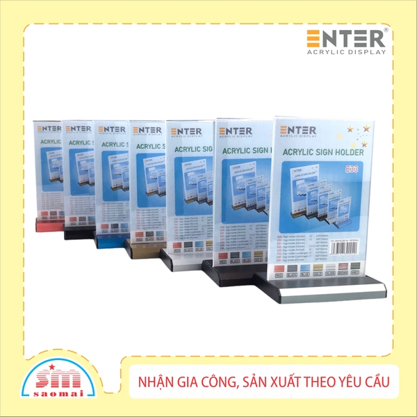 Kệ mica 2 mặt Enter E33 100x150mm đế nhôm A6