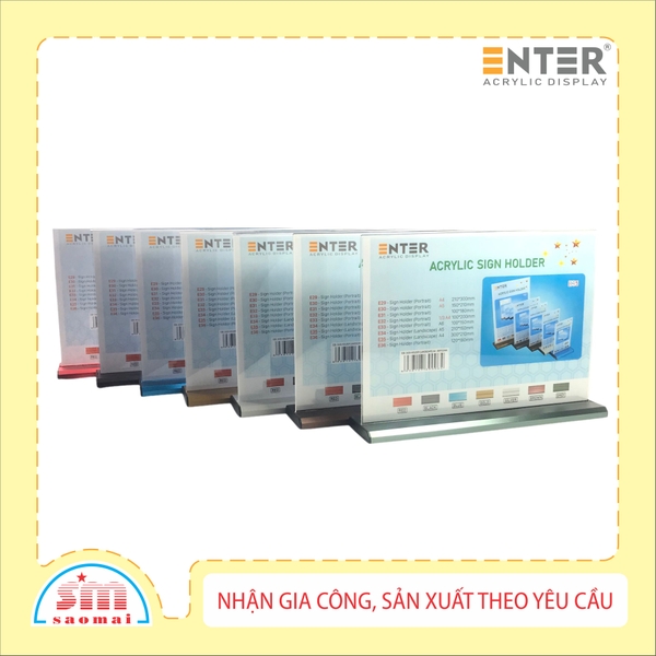 Kệ mica 2 mặt Enter E35 300x210mm đế nhôm A4 ngang