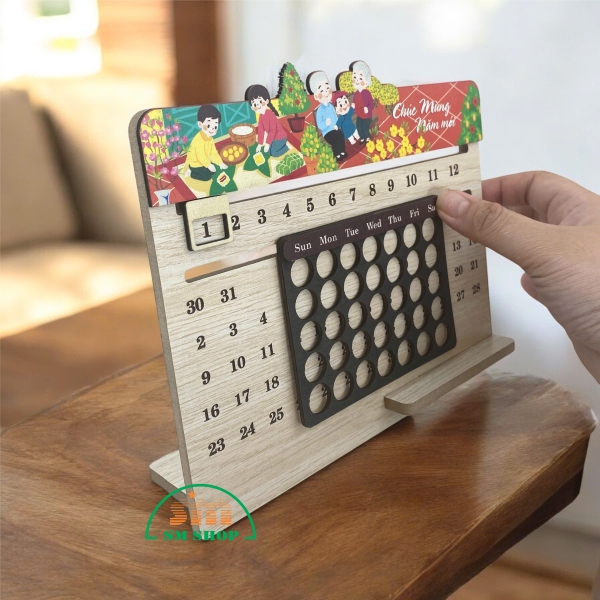 Lịch gỗ để bàn BM vạn niên