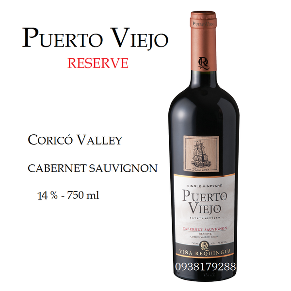 Rượu vang Chile PUETRO VIEJO Carbernet Sauvignon ( Mác Gỗ đỏ) .